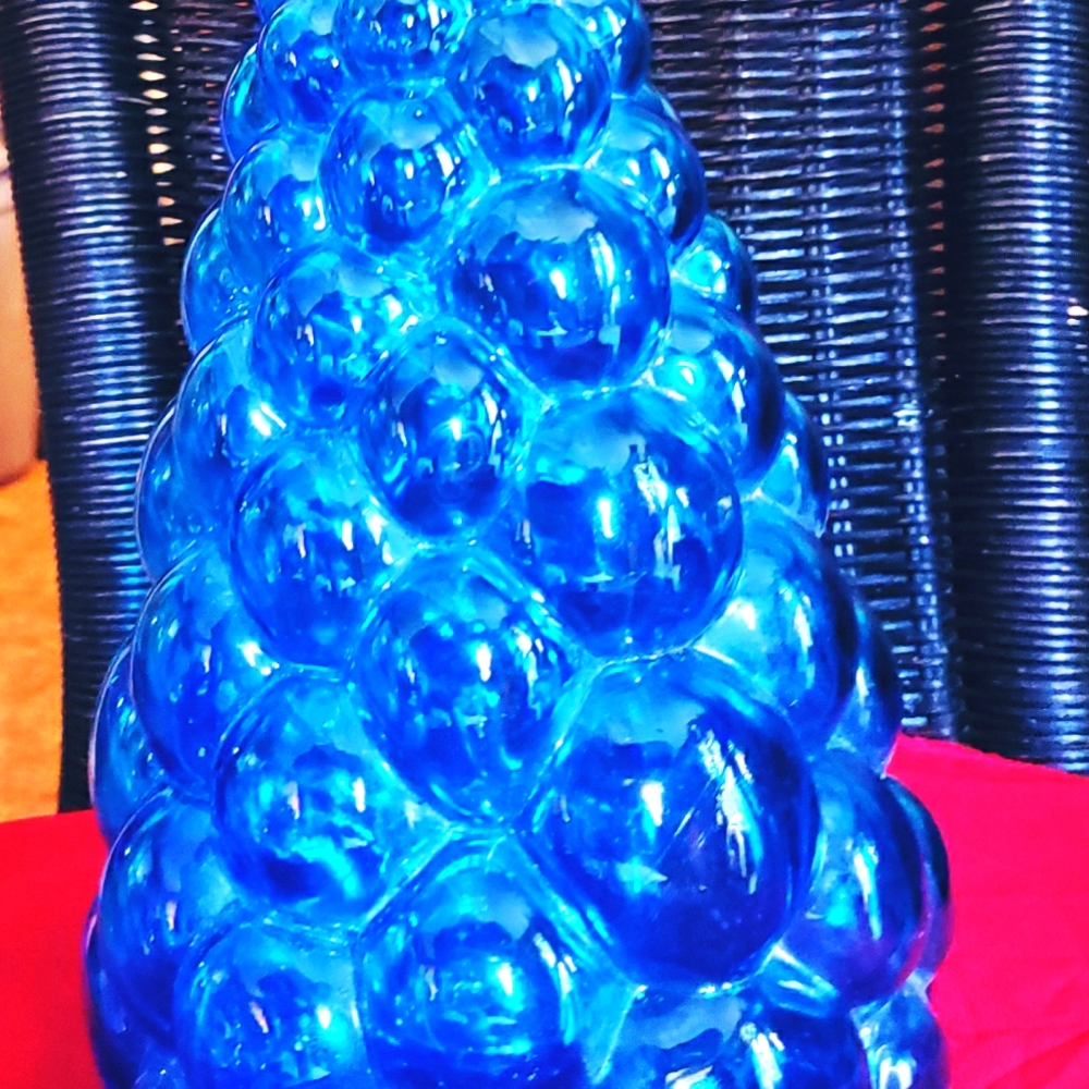 Vintage Italian blue glass bubble decanter